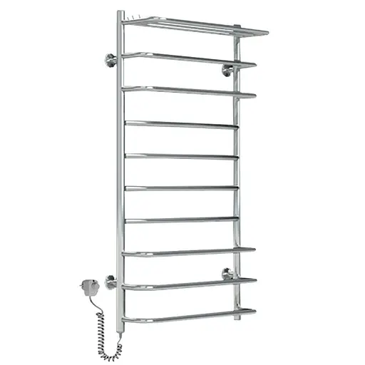 Электрический полотенцесушитель Unio Zp EL 1000-500-10 Зета с полкой, Хром, Левое, Механический - фото 1