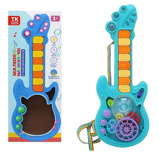 Детская музыкальная гитара TK-14702 «Малыш Музыченько» со светом, звуком и шестерёнками, голубая - фото 2