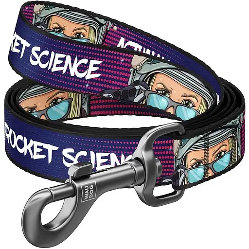 Повідець для собак Waudog Nylon нейлоновий малюнок "Космос. Ракетобудування"