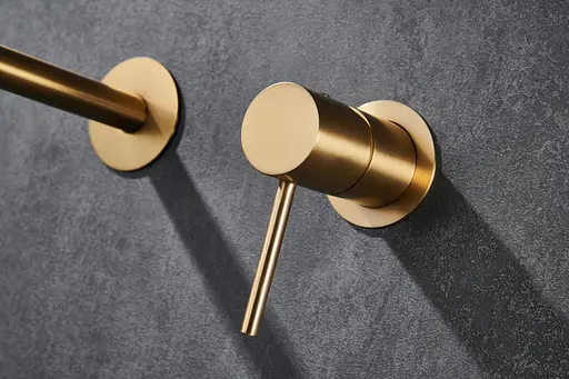 Змішувач для умивальника Imex Monza зі стіни PVD матове золото GLM039/OC Золотий - фото 3