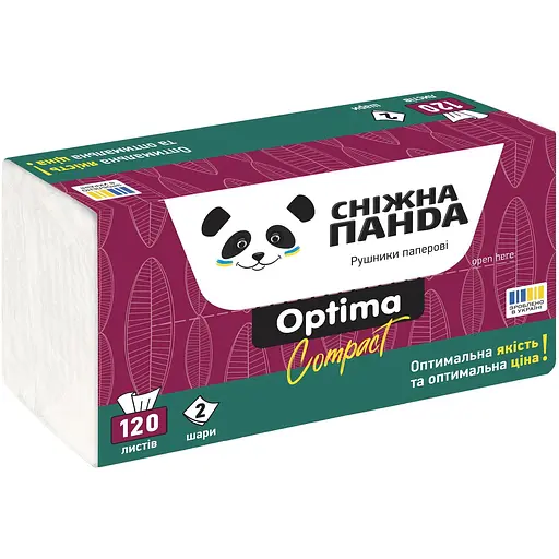 Бумажные полотенца Сніжна Панда Optima Compact двухслойные 120 шт.