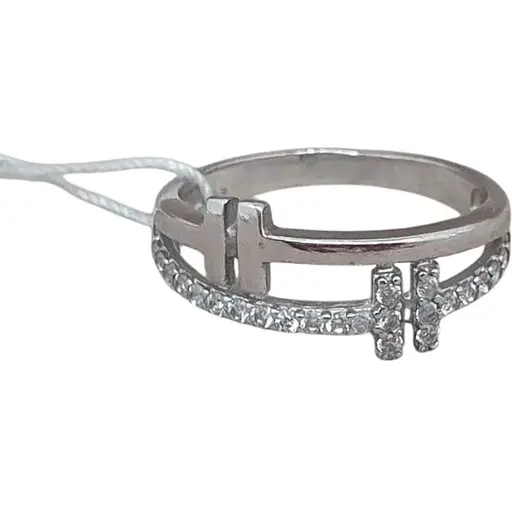 Срібне кільце Агні Таіра з фіанітами. 1615/1Р-CZ 17,5