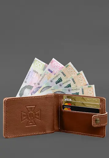 Кожаная обложка-портмоне на удостоверение ГСЧС светло-коричневая - фото 5