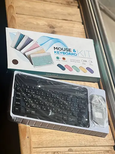 Клавіатура з мишкою Keyboard set AND 5370 для планшета телефону Bluetooth iPad iPhone Android Type-C Чорний - фото 7
