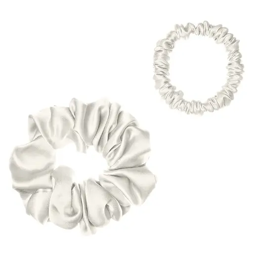 Набір із 2 шовкових резинок для волосся Чумацький Шлях S+L - два режими фіксації молочний (1245-02) - фото 1