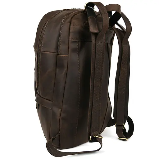 Мужской кожаный городской рюкзак коричневый крейзи хорс TARWA 47х28х18 см sum0028442 - фото 5