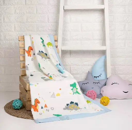 Плед дитячий мусліновий OldBro 100х110 см з красивим принтом Dino Land - фото 4