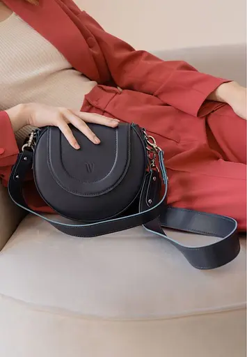 Жіноча шкіряна сумка Mandy темно-синя - фото 2