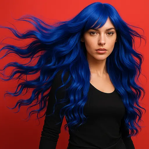 Перука кучерява довга рівний зріз з термоволокна 80 см синій - фото 1