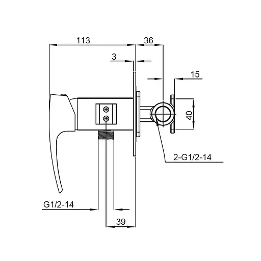 Гигиенический душ скрытого монтажа Koer KB-23007 -05 KR3469, Черный матовый - фото 2