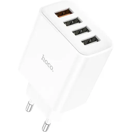 Настінний зарядний пристрій Hoco C102A 4USB 28.5W 18W QC AFC FCP / 3xUSB 5V 2.1A