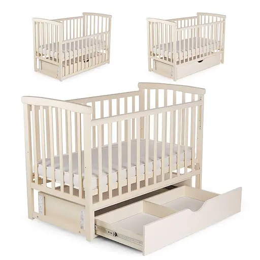 Кроватка Бук Мечта DS-202 с ящиком и маятниковым механизмом ванильный - фото 3