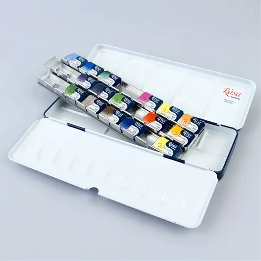 Пенал для акварельних фарб Rosa Gallery металевий Індіго 21 кювета   - фото 8