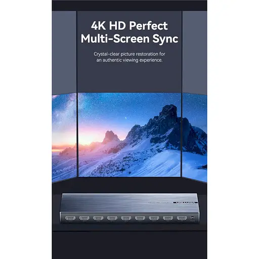 Сплітер Vention 4K 1x8 HDMI Splitter Black Aluminum Alloy Type EU Standard - фото 6