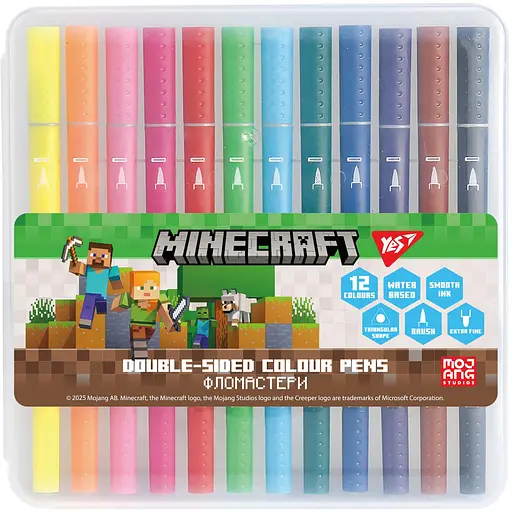 Набір фломастерів Yes Minecraft двосторонніх 12 шт. (650574)