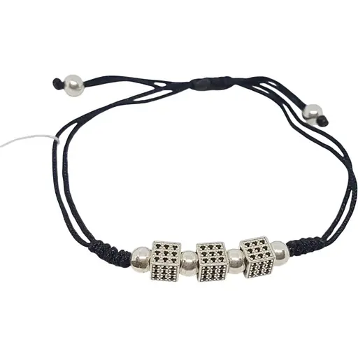 Браслет из текстиля Aurora с серебряными вставками и фианитами. 75124Б