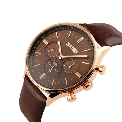 Мужские классические часы Skmei 9117 Brown Gold