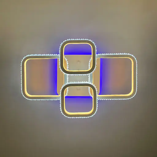 Світлодіодна LED люстра з RGB підсвіткою в білому корпусі | Арт. A 77074/2+2 RGB WT | Line F - фото 8