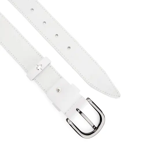 Ремень кожаный женский SF-3531 (130 см) белый с цветами - фото 4