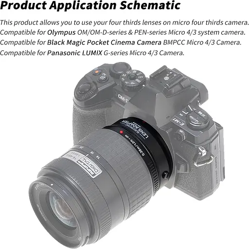 Адаптер об'єктива Fotga Auto-Focus AF для чотирьох третій (4/3) кріплення об'єктива до камери Micro Four Thirds (MFT, M4/3) - фото 6