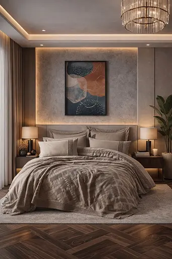 Комплект постельного белья евро 200×220 см с покрывалом сатин темно-бежевый TC303376224 - фото 3