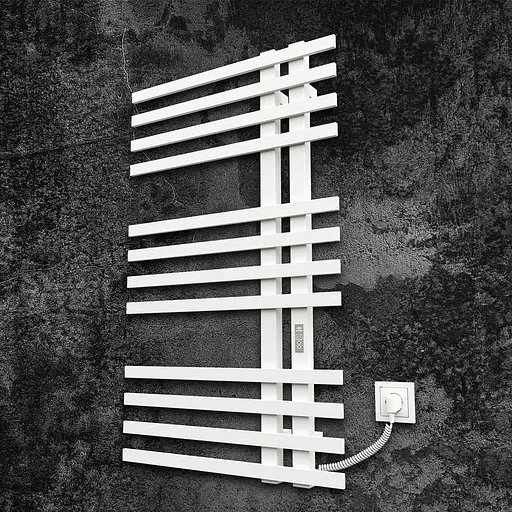 Электрический полотенцесушитель Kosser Браш 1000x600 ER тайм. белый ДБ02ERW, Белый матовый, Правое - фото 1