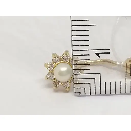 Золота сережка-пірсинг Імперія золота з перлами і фіанітами. ПС044И - фото 3