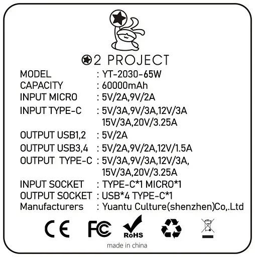 Зовнішній акумулятор Power Bank 60000mAh із швидкою зарядкою 65 W + ліхтарик - фото 5