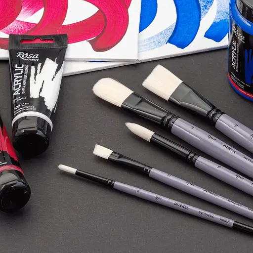 Пензель синтетика овальна INTENSE 1668FR №0 довга ручка Rosa - фото 3