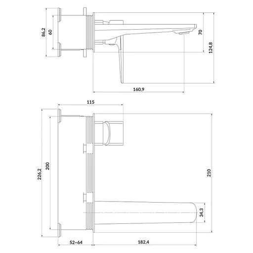 Змішувач для умивальника Cersanit Larga S951-385 з коробкою прихованого монтажу Чорний 30412 - фото 2
