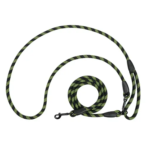 Поводок для собак Barksi Свободные руки светоотражающий 325х1.2 см черно-салатовый - фото 1