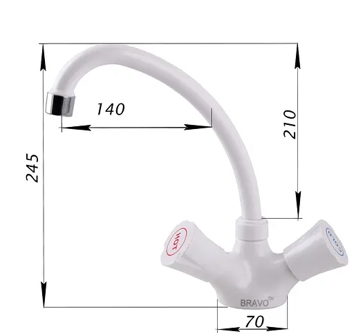 Змішувач для кухні Bravo B2-00-203 термостійкий ABS пластик Білий - фото 6