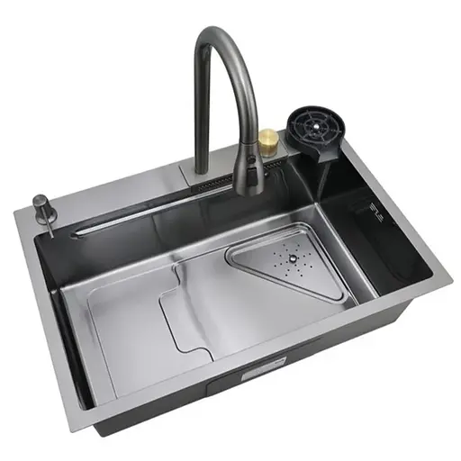 Кухонна мийка Mixxus Premium MH7246-SET-01 Nano-Black із вбудованим змішувачем MX1696, Графит - фото 1