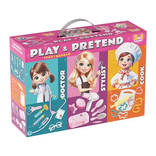 Детский игровой подарочный набор 3 в 1 "Play&pretend" ТехноК 2277TXK врач, стилист, повар - фото 1