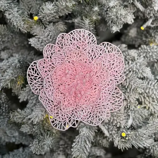 Ялинкова іграшка MIS LT Квітка новорічна велика 17х17х5 см рожевий - фото 2