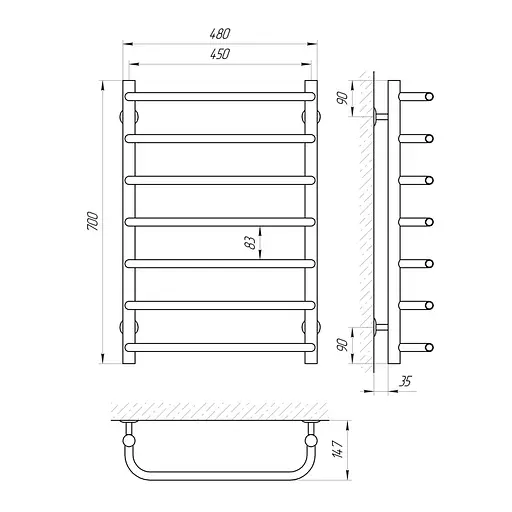 Електрична рушникосушка Laris Стандарт П7 450x700 Е 73207022 - фото 5