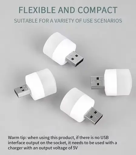 Портативна USB світлодіодна лампа-нічник із білим (6500К) світлом, працює від Power Bank, та ін. ґаджетів 5В - фото 9