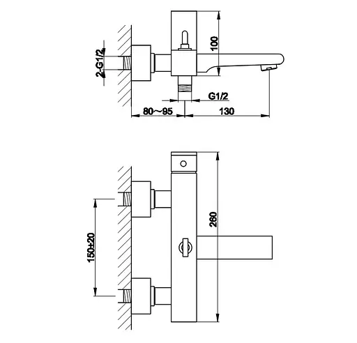 Змішувач для ванни Kohlman Saxo chrome настінний KPL-QW110S Хром - фото 3