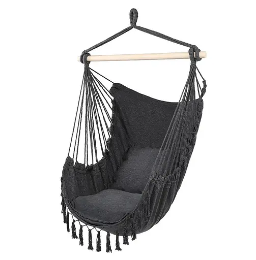 Підвісне крісло гамак бразильський стілець Interlook ZY-V004 + 2 подушки Dark grey - фото 2
