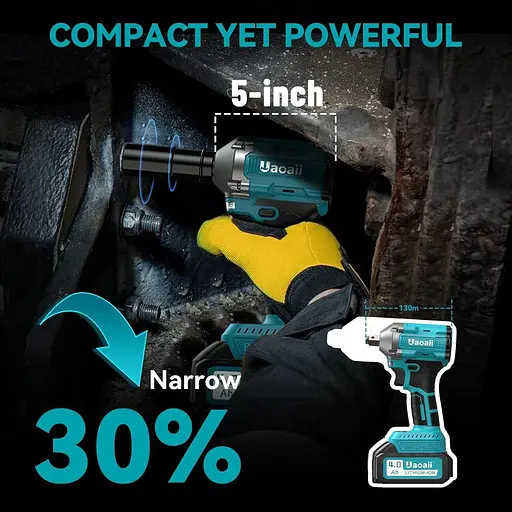 Електричний ударний гайковерт Awawei із акумулятором 650 Нм, 2 шт. 4000 мАг та пристроєм для швидкої зарядки, ударний гайковерт - фото 2