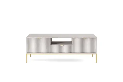 Тумба під телевізор Perfect Home Нова / Nova 2-дверна з 1 шухлядою і золотими ніжками RTV154 Сірий (PFH-091226) - фото 3