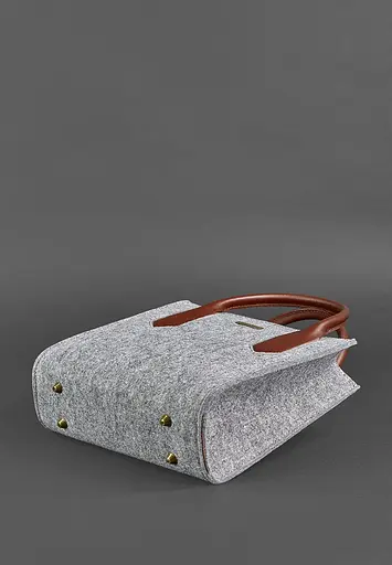 Фетрова жіноча сумка-кроссбоді Blackwood з шкіряними коричневими вставками - фото 4