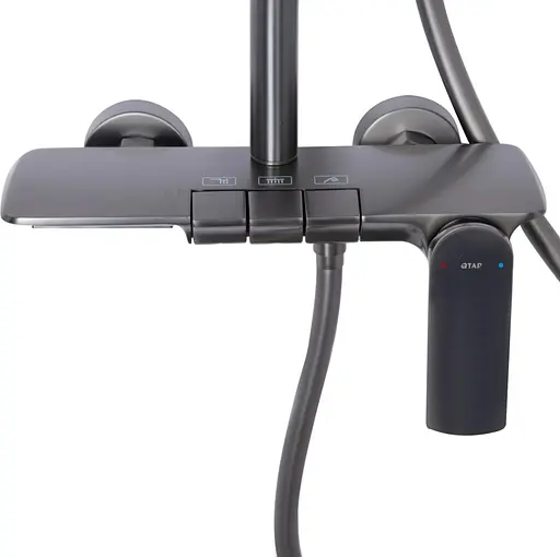 Душевая система универсальная Qtap Slavonice Gunmetal Black PVD с изливом QTSLA111GMB45905 - фото 9