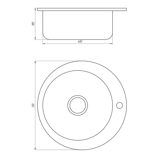 Мийка кухонна Mira 510 E Satin кругла 510х510х180х0,8 мм Нержавіюча сталь 30412 - фото 2