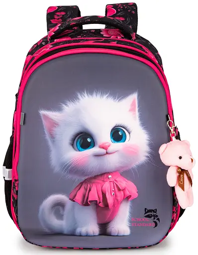 Ортопедический школьный рюкзак 6 в 1 для девочки School Standard 38х30х18 см с Котиком для младших классов (170-61) - фото 2