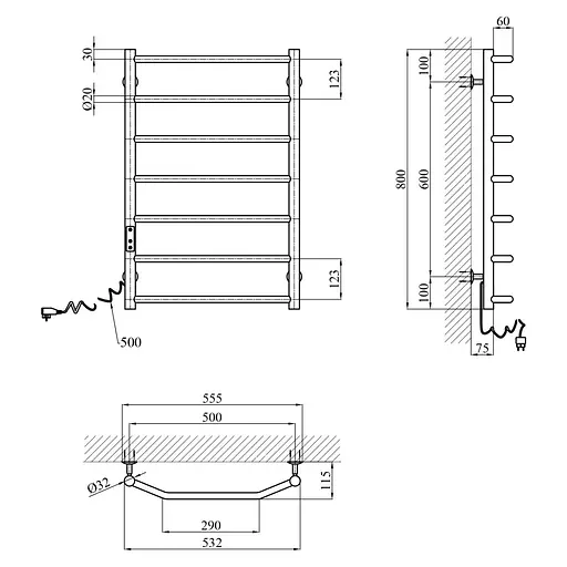 Полотенцесушитель электрический Kroner KRP Diva EL800x500-7 (CV036324) - фото 6