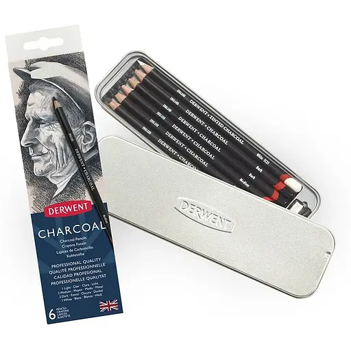 Набір вугільних олівців Derwent 6 шт. - фото 3