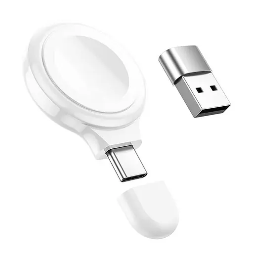 Зарядка QI Hoco Portable Wireless Charger for iWatch CW36 Type-C/USB, 0.4A/2W - фото 1