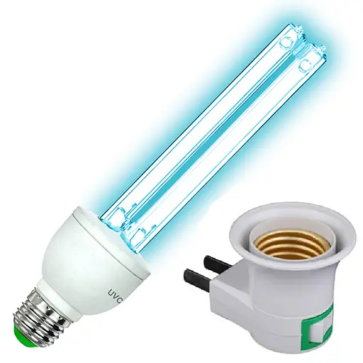 Универсальная Ультрафиолетовая Бактерицидная кварцевая лампа E27, 25W с включателем