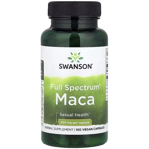 Корень мака перуанськой Swanson Maca 500 mg Full Spectrum, 100 капсул для энергии и гормонального баланса